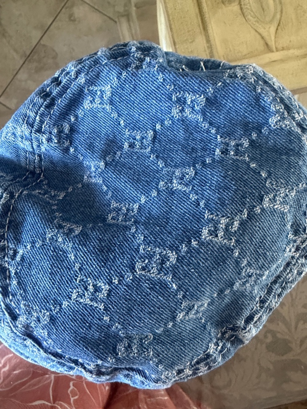 Blue Denim Monogram Bucket Hat with Embroidered Logo small - Picture 7 of 8